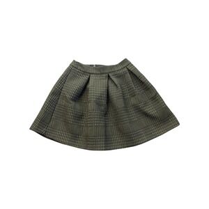 EXPRESS Pleated Textured A-Line Mini Skirt Women's Size 2 Black‎ Green Gold